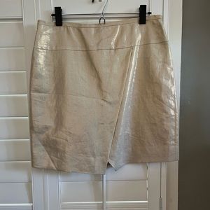 J Crew linen with gold flecks faux wrap Skirt